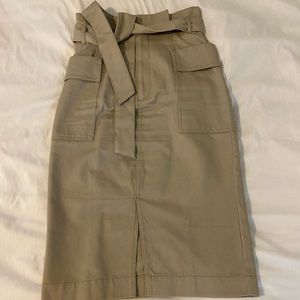 H&M Midi Khaki Skirt With Belt